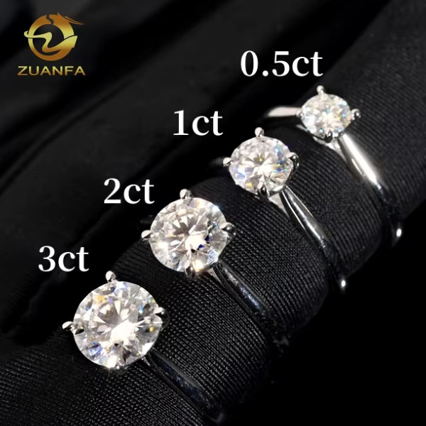 0.5ct 1ct 2ct 3ct Moissanite Diamond Engagement Rings 925 Silver 4 Prong Wedding Ring Pass diamond tester Solitaire women ring