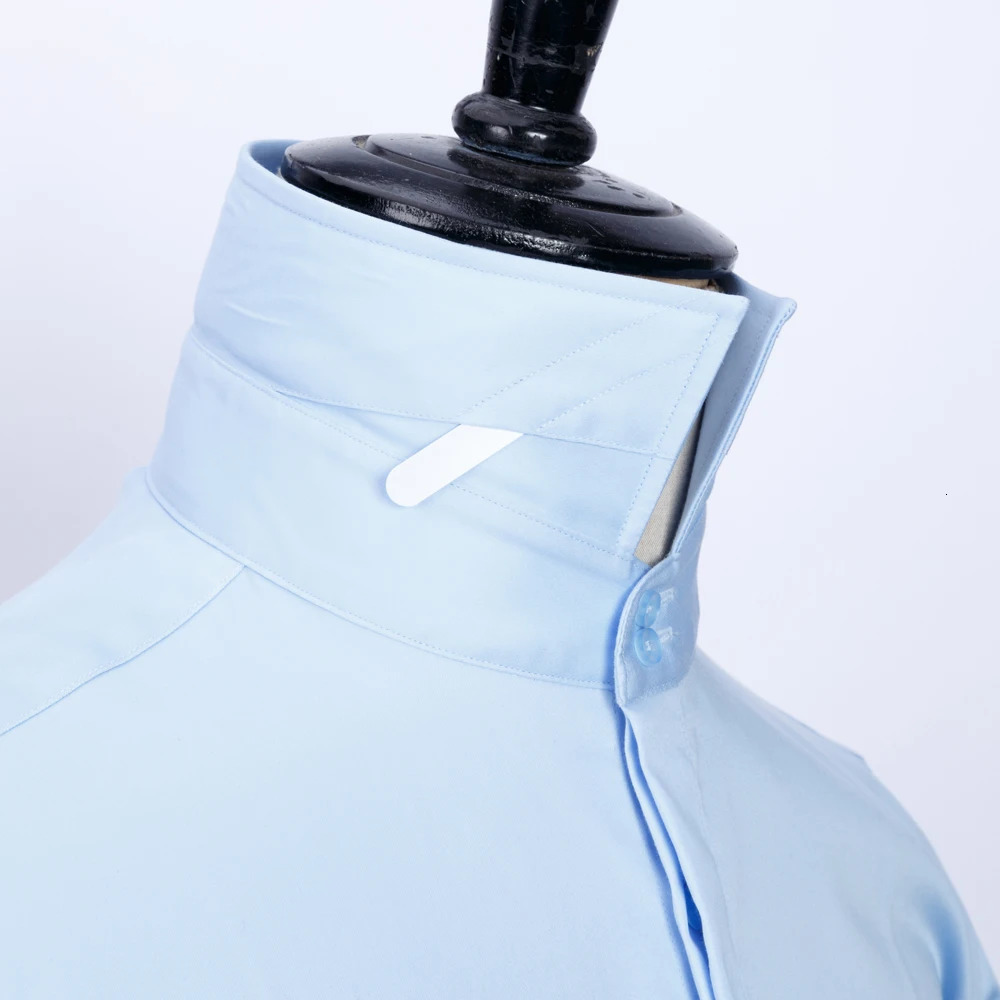 Mens 100% Cotton Iron-Free French Cuff Shirt Front Hidden Buttons Removable Collar Stays Formal Business Long Sleeve Shirts 250306