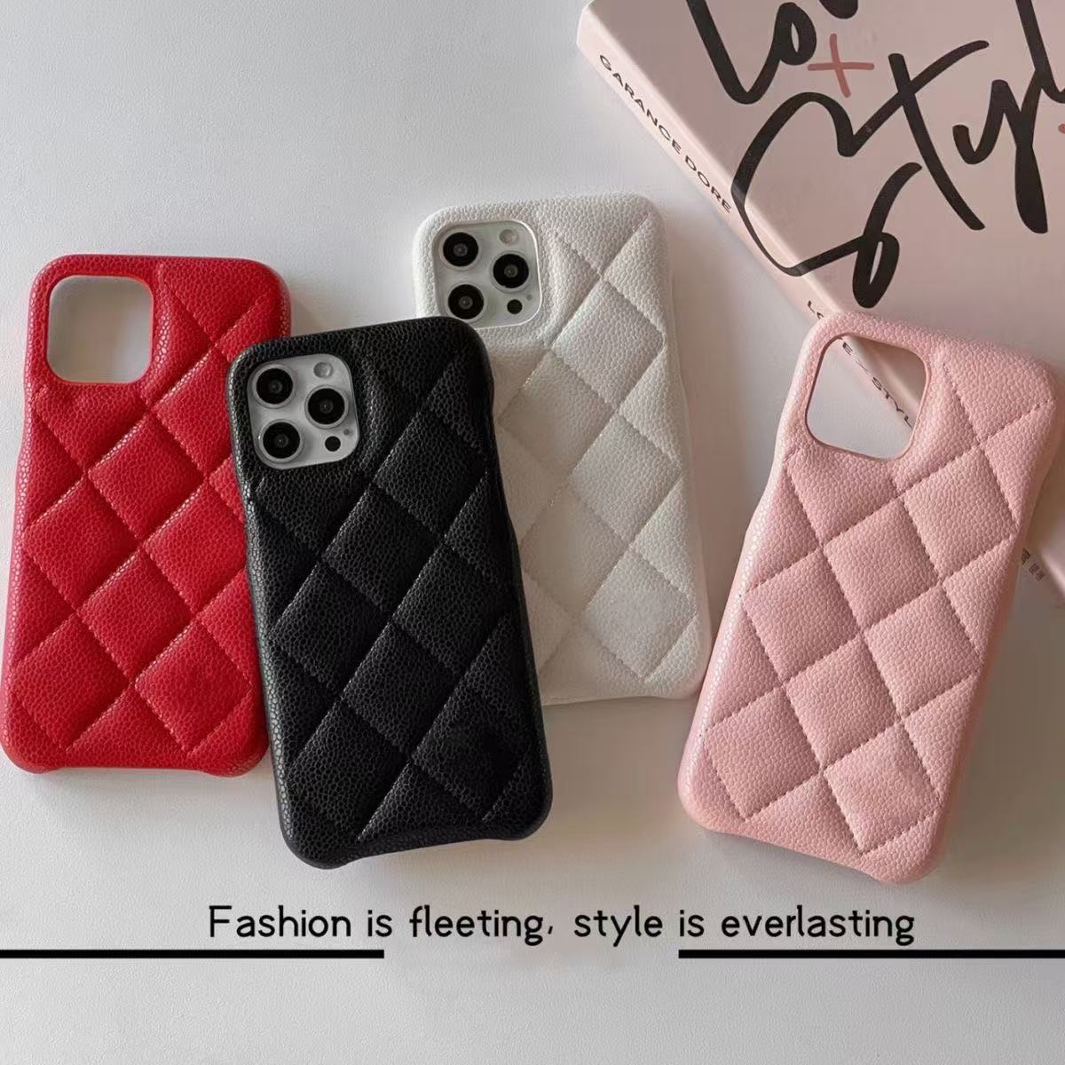 Caviar 14Promax Diamond Grid Small Fragrant Style iPhone 13 Case 12 Particle Leather 11 Fashion Classic Solid Color Explosive