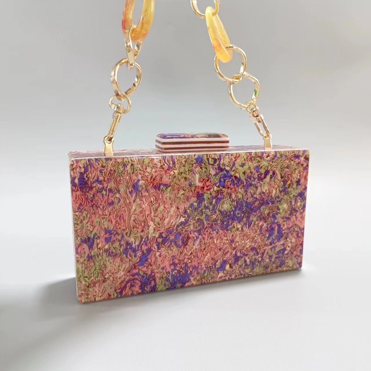 Ladies' New Shell Acrylic Dinner Bag, One Shoulder Diagonal Cross Wedding Banquet Handbag, Chain Bag Holiday Party Acrylic Clutch