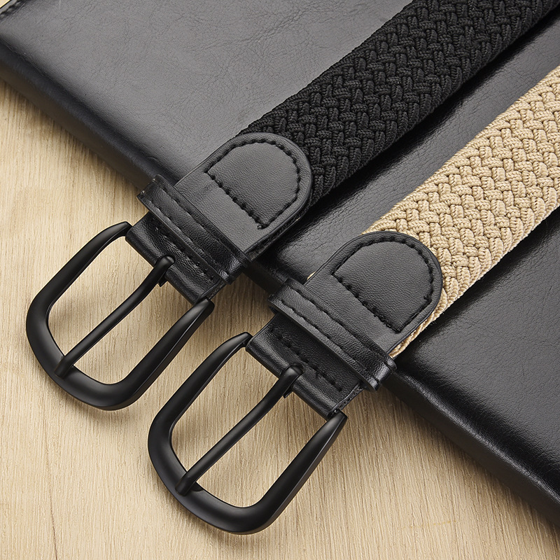 mens and womens woven waistbands elastic and non perforated canvas belts womens Korean versatile student pants trendy waistbands 230302