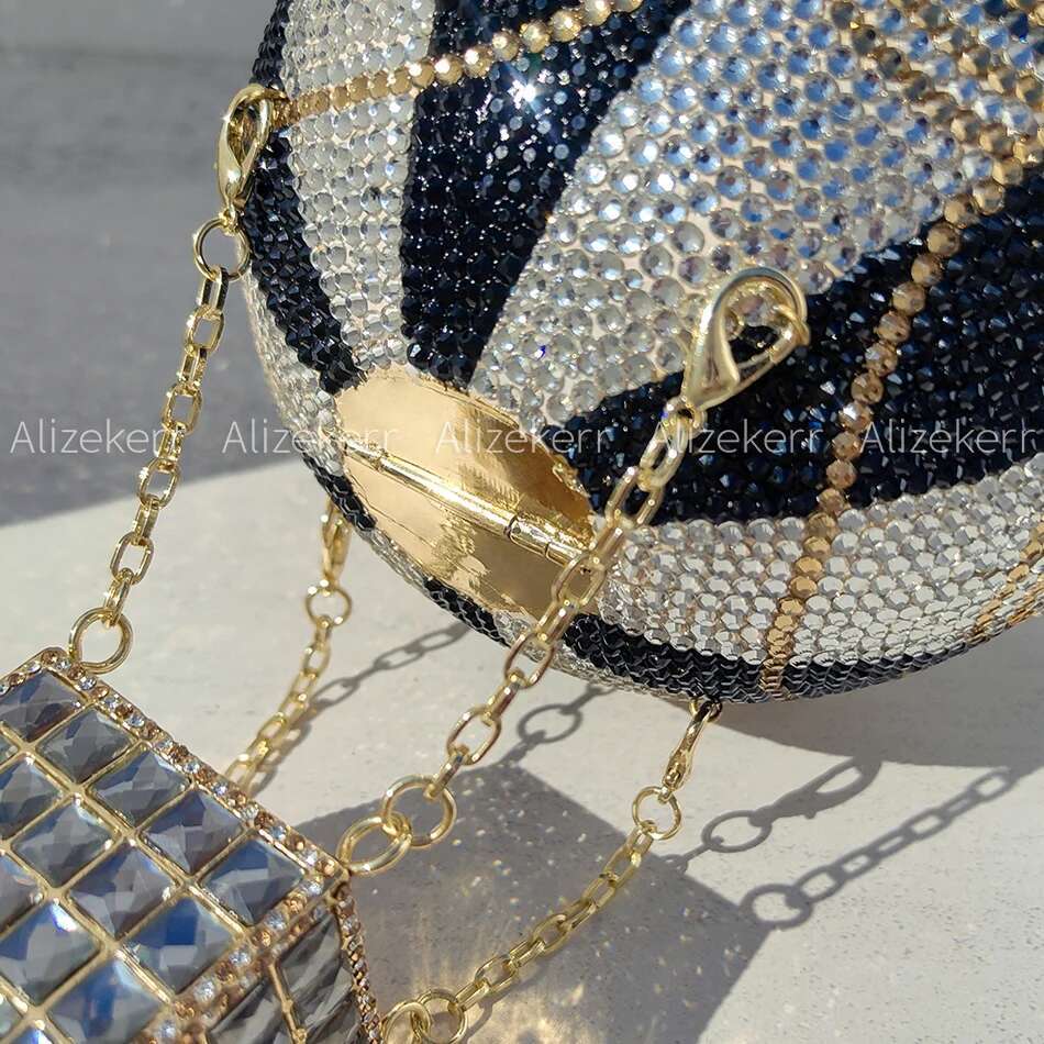Alizekerr Hot Air Balloon Shaped Crystal Evening Bags Women 2025 Designer Gorgeous Rhie Clutch Purses Wedding Party