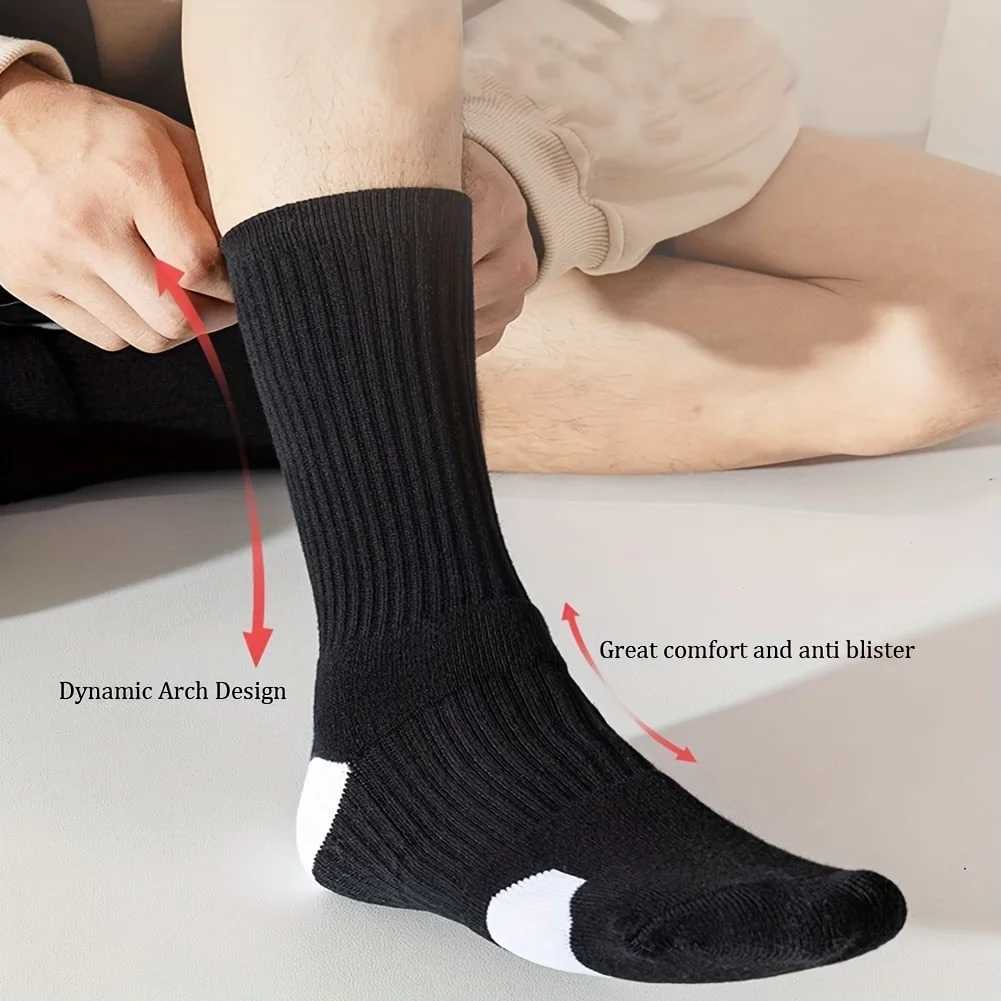 3Pairs Men Cotton Middle Tube Socks Soft Shock-Absorbing Breathable Sports Sock Comfortable High Quality Fashion Casual Male SoxT250307