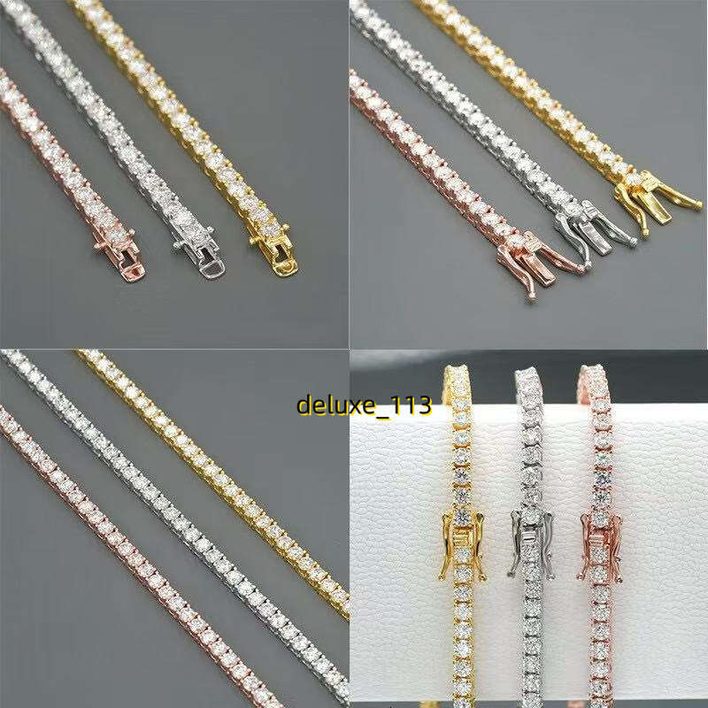 Classic VVS Moissamite Tennis Necklace 925 Sterling silver 10K 14K Gold plated chain Crystal Diamond chain Designer Jewelry Men Women wholesale custom