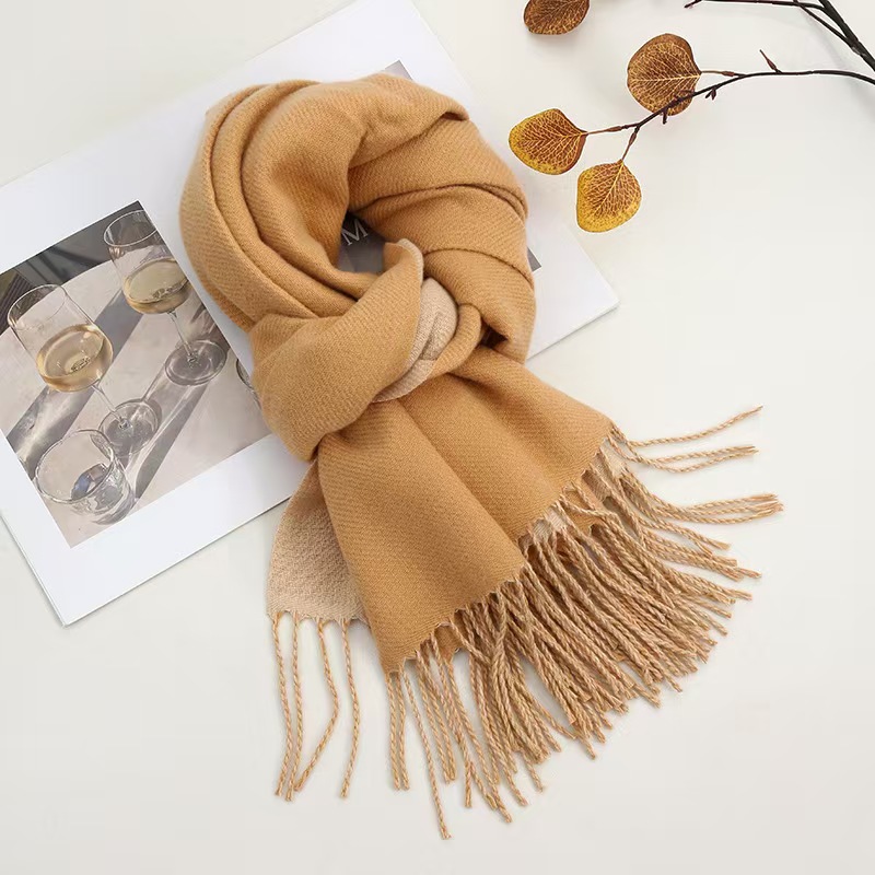 K070 Hot style simple solid color imitation cashmere scarf women's versatile fashion tassel shawl high-end casual warm scarf