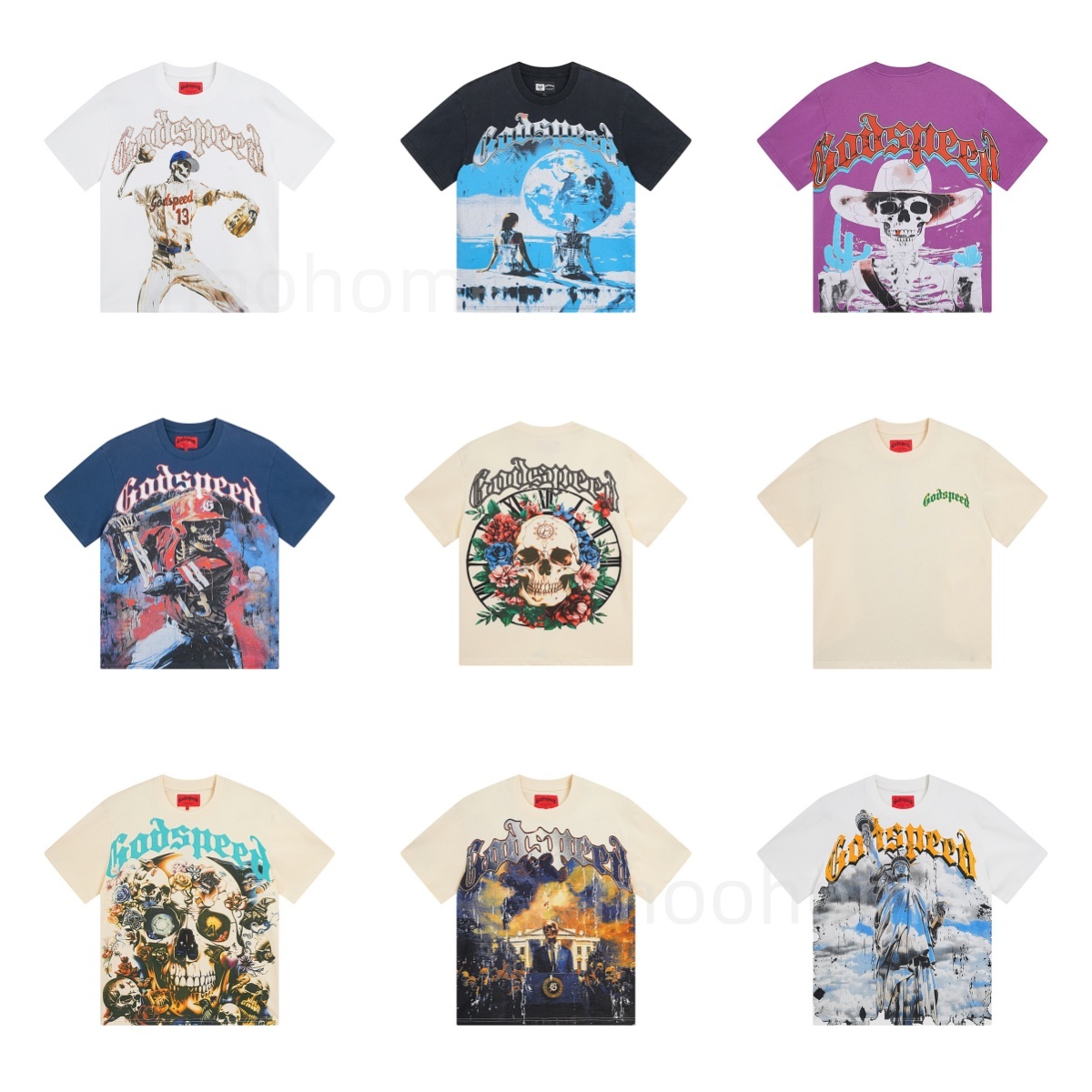 designer Godspeed t shirts mens shirt Print T summer Trendy Brand Short - Sleeve T - shirt Cross and Classic Letter Design Loose fit Unisex cotton