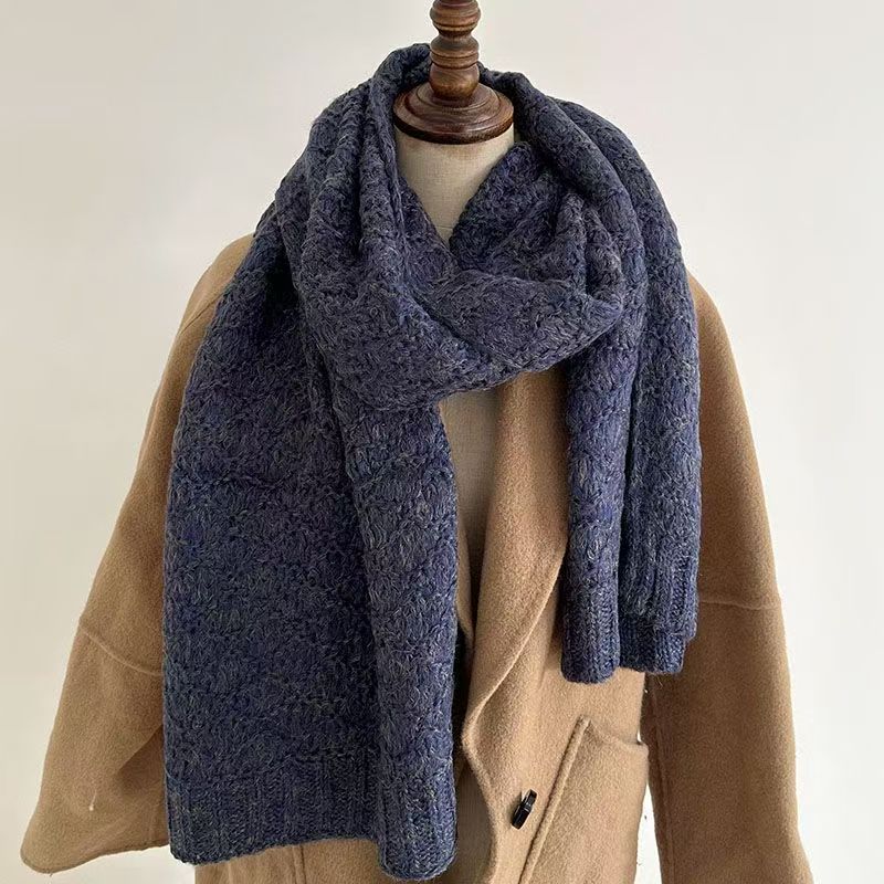 T246 Korean winter new knitted thick scarf autumn and winter versatile shawl student wool neck scarf couple fashion warm