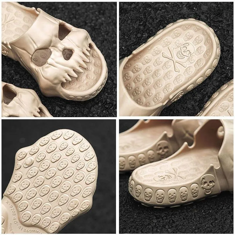 Men's Skeletal Pattern Slip-On Flats with Rubber Sole for Casual Wear