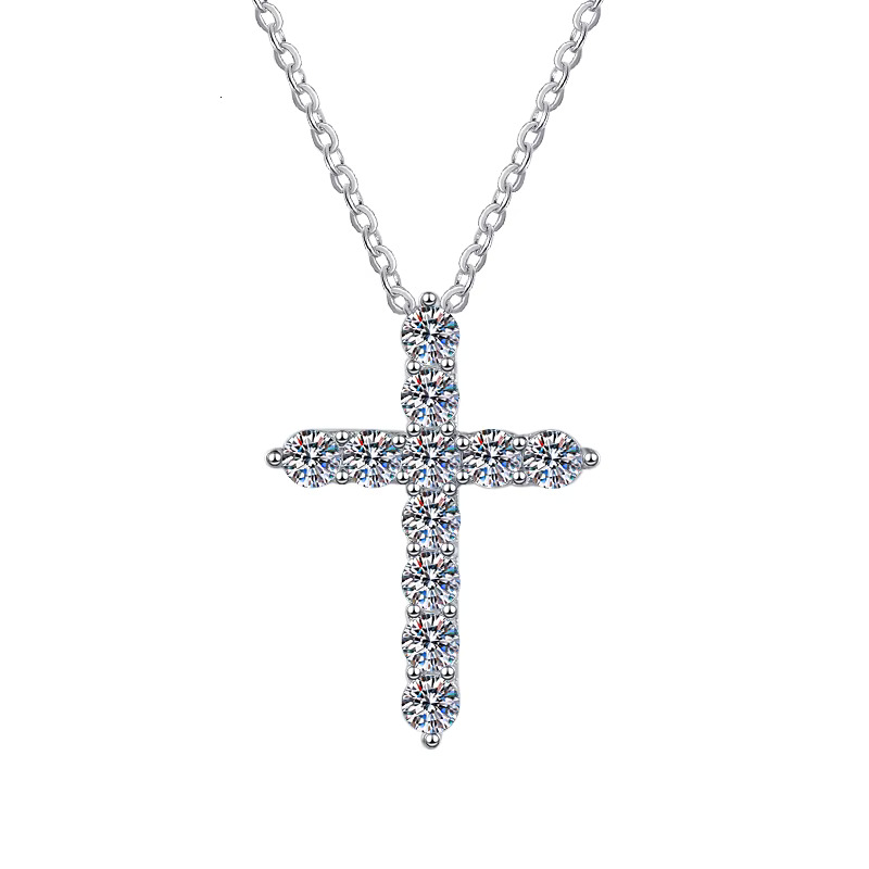 Fine Jewelry New Design Elegant High Quality VVs1 Full Diamond Moissanite S925 Sterling Silver Cross Necklace Pendant Jewelry