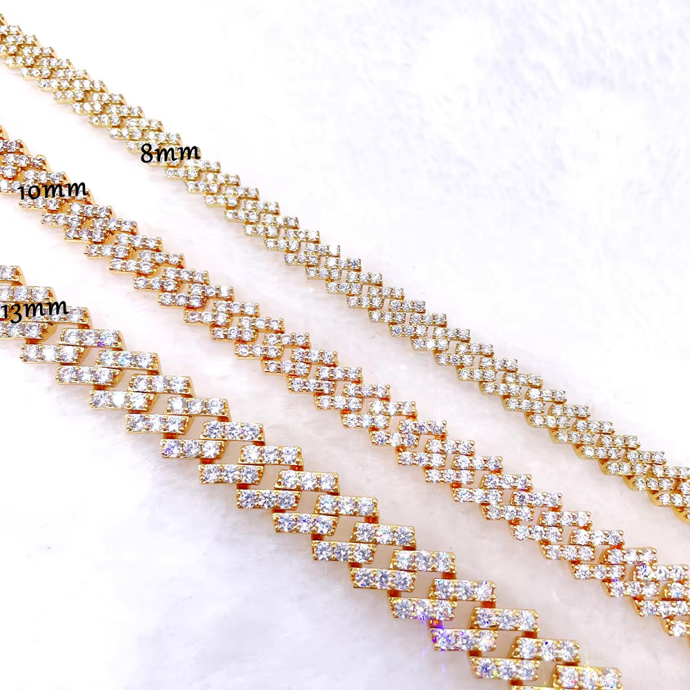 Hip Hop Jewelry White Gold Plated Iced Out Cuban Link S925 Moissanite Cuban Link Chain Necklace Diamond Cuban Chain