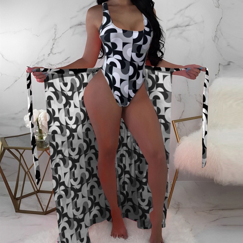 New One-piece Swimsuit Bikini Womens Swimsuit Multi-color Printed Swimsuit One-piece Mesh Bikini