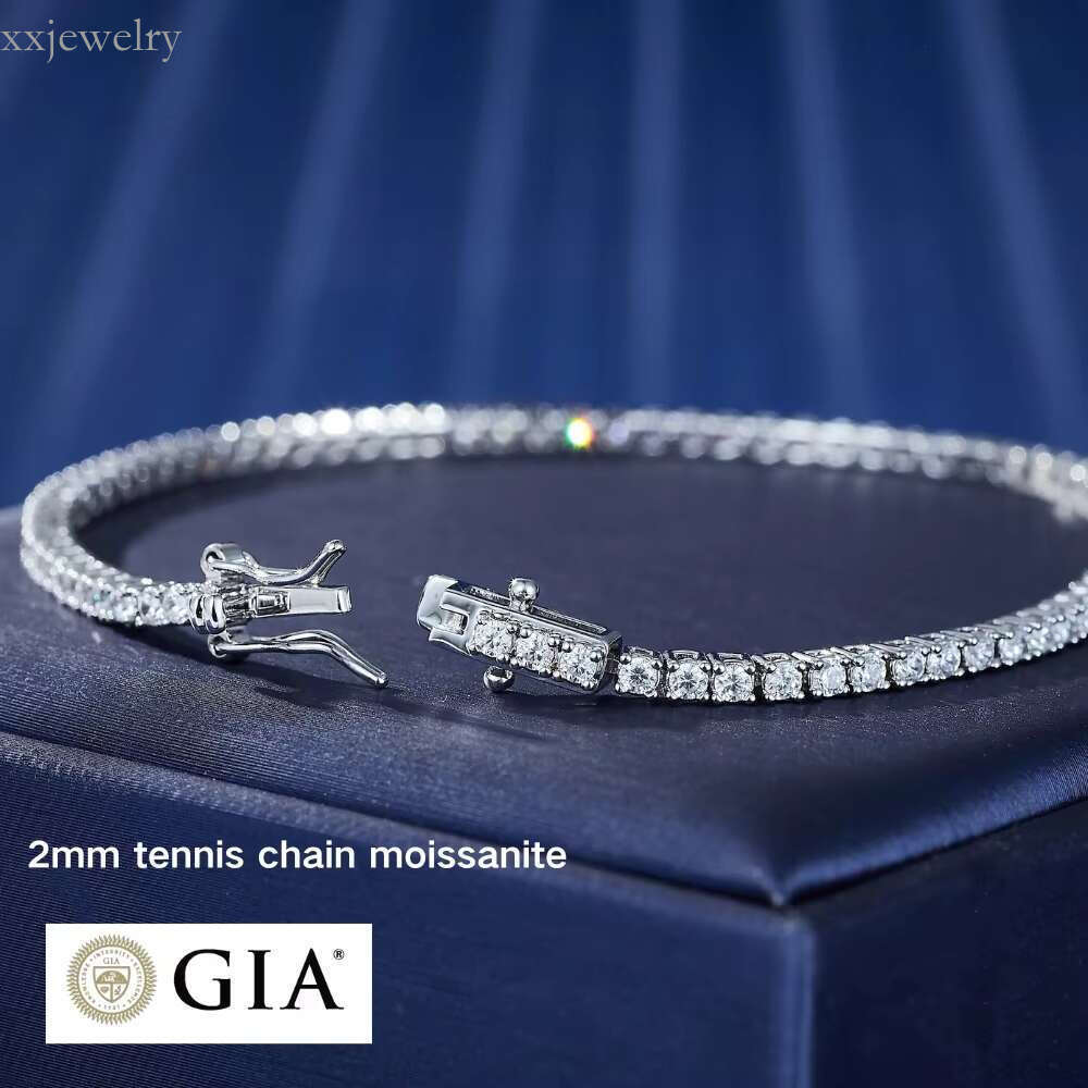 Wholesale 2mm Moissanite Tennis Chain CZ Necklace Unisex Hip Hop Fashion Jewelry Sier Bracelets Bangles Cut Dia