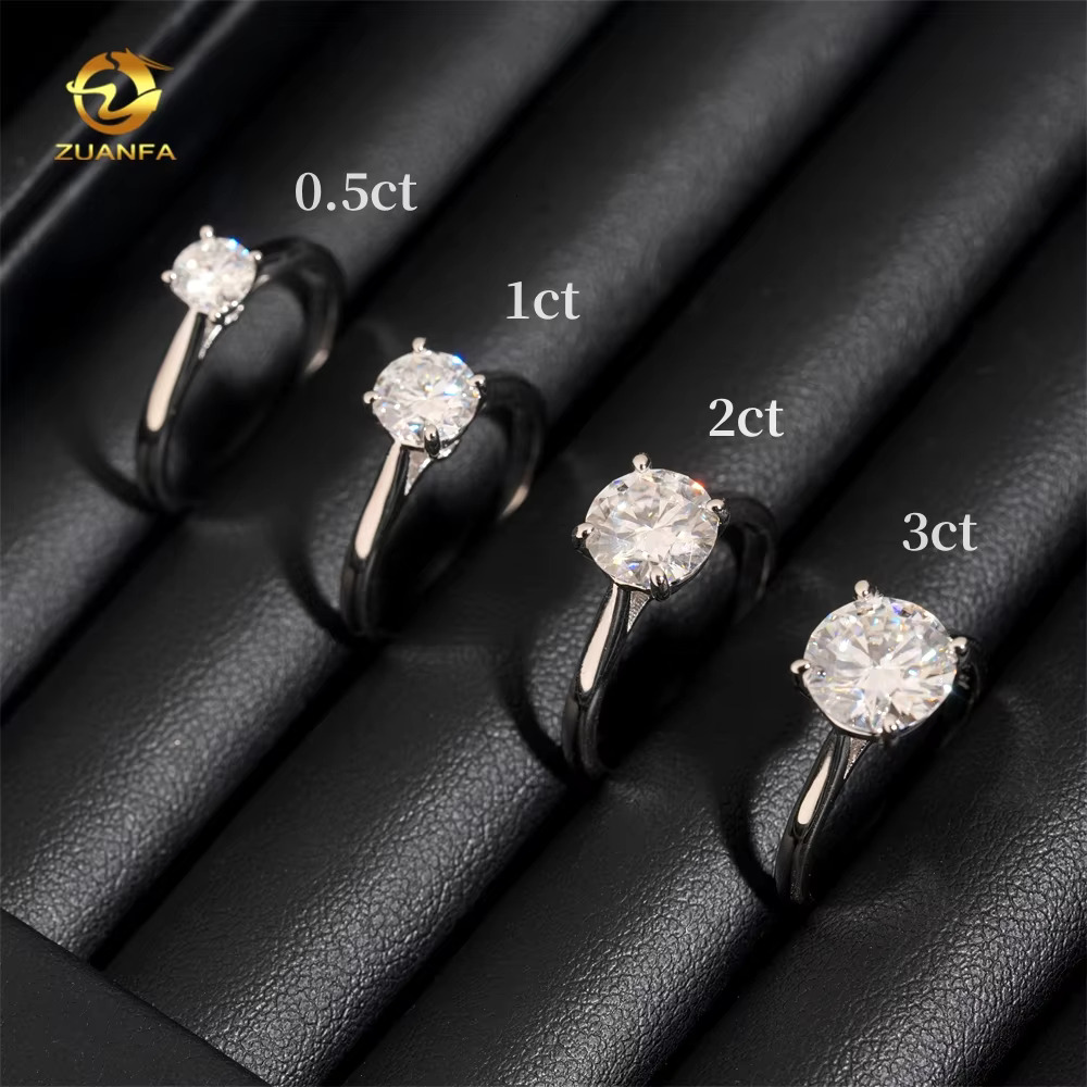 0.5ct 1ct 2ct 3ct Moissanite Diamond Engagement Rings 925 Silver 4 Prong Wedding Ring Pass diamond tester Solitaire women ring
