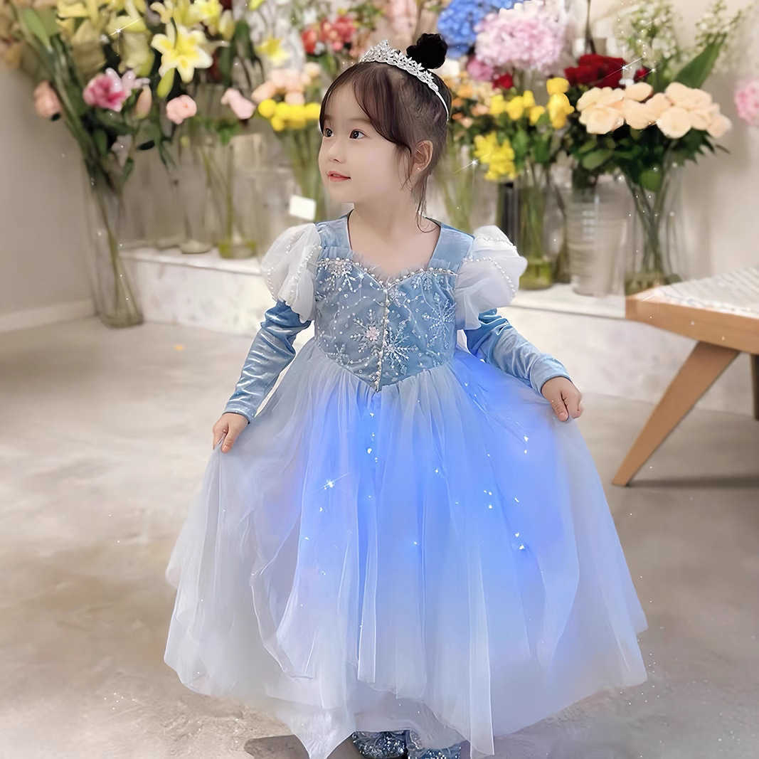Girl's Dresses Spring and Autumn New Princess Dress for Girls with Bubble Sleeves and Winter Velvet Princess Dress Y2503076TM2