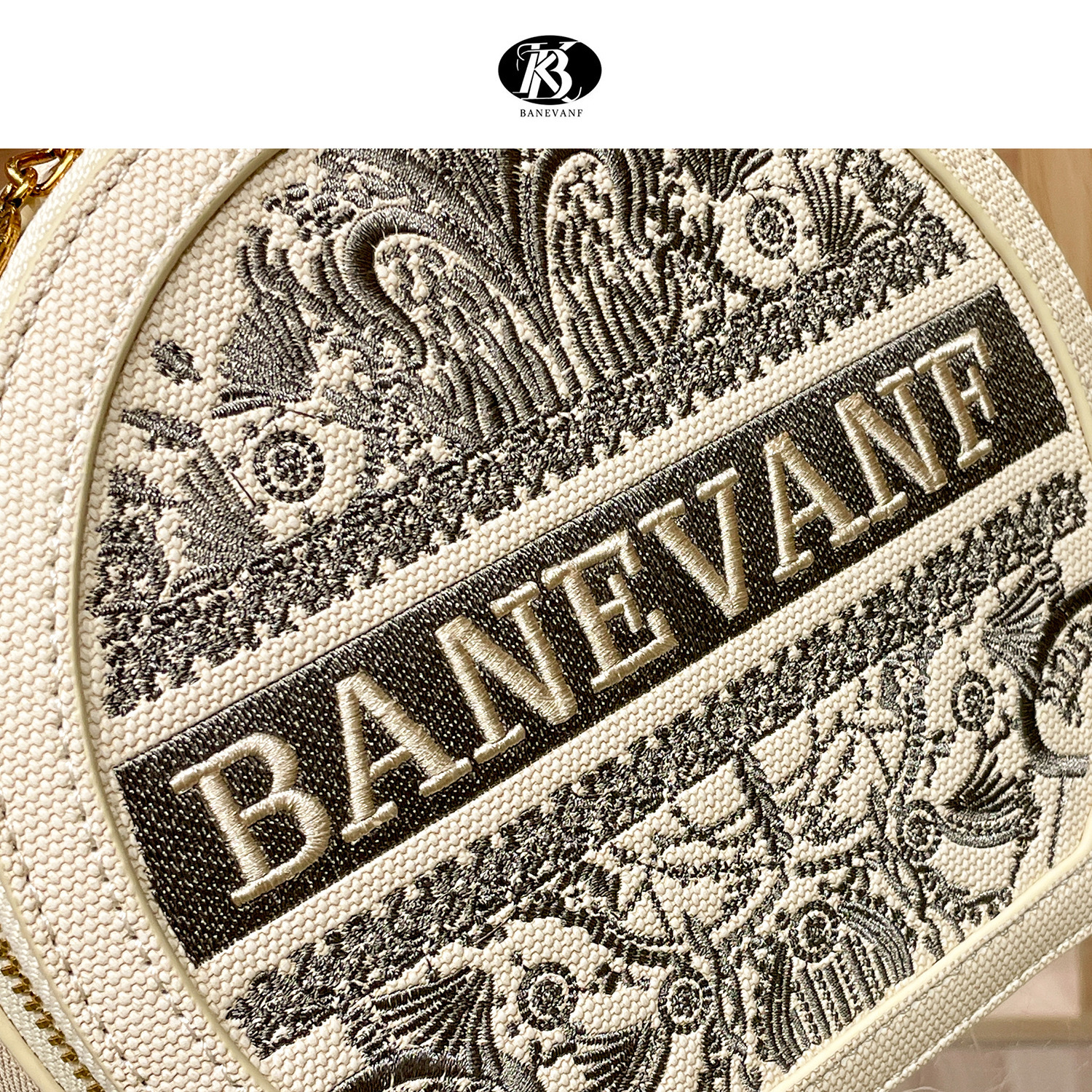 Banevanf/Queen Boni's New Chinese Embroidered Round Cake Light Luxury Fashion Versatile Cross Shoulder Bag 8512# Adjustable Strap