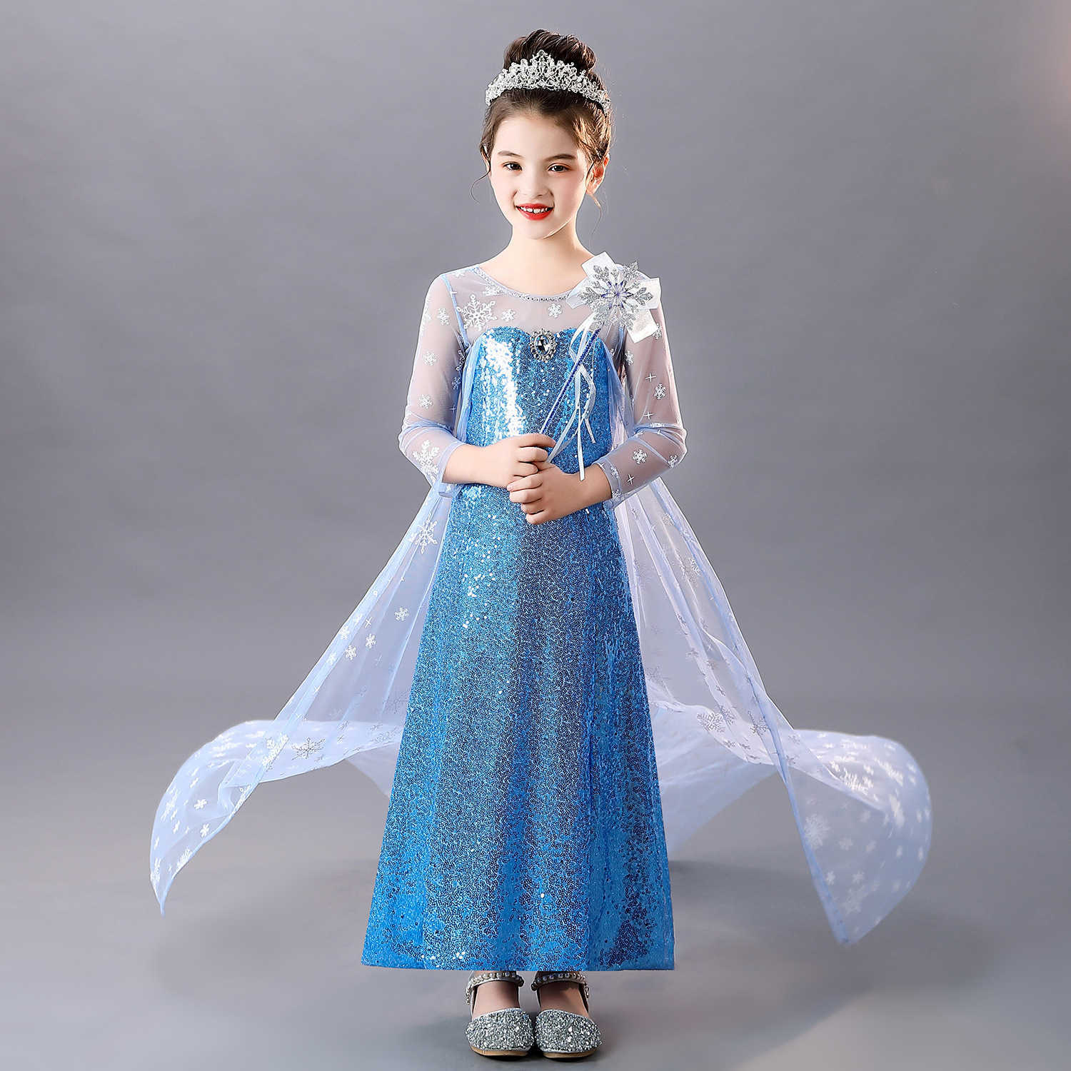Girl's Dresses Aisha princess skirt girls ice and snow Wonderland girls dress Y250307L09B