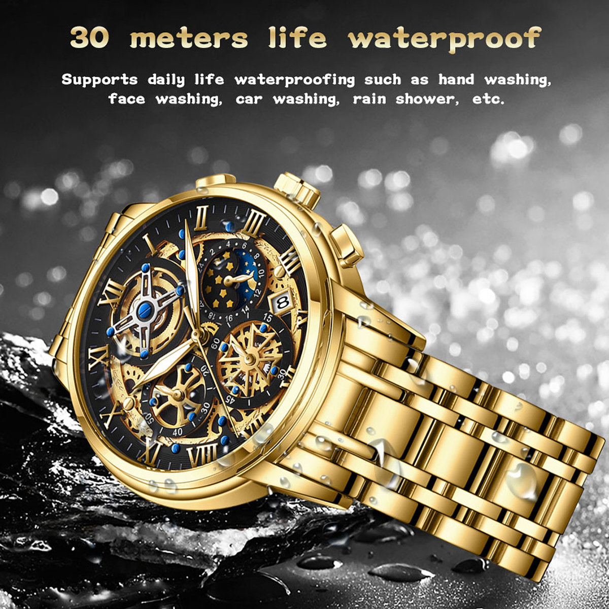 LIGE New Fashion Watch Business Quartz Men's Watch Chronograph Watch Light Luxury Watch Men's Multi functional Calendar Watch