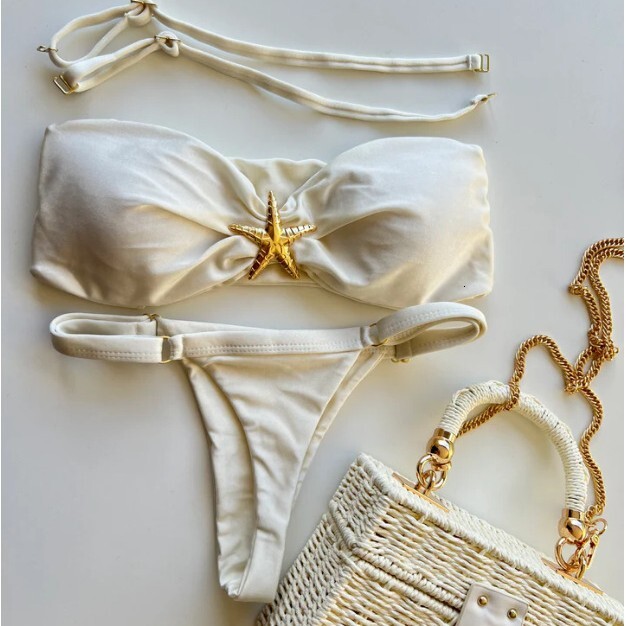 2025 New Metal Jewelry Bikini Split Swimsuit Fashion Adjustable Tight Bikini