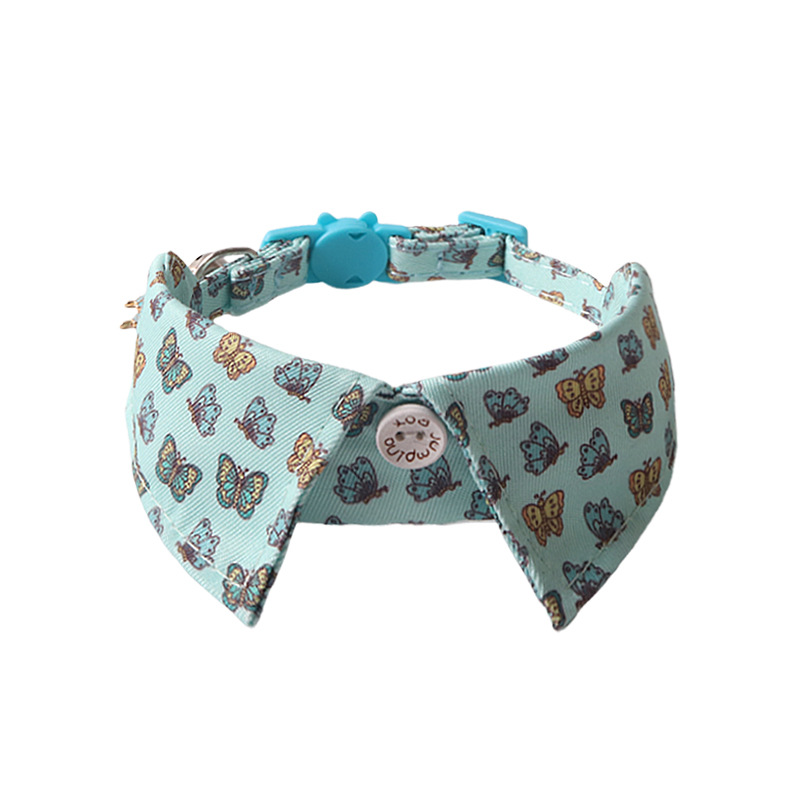 Cute Cat Collars for Boy Cats Adjustable Kitten Animal Series Collar with Bells Breakaway Safety Collars Hand Sewn Thread Pet Collar for Girl Female M