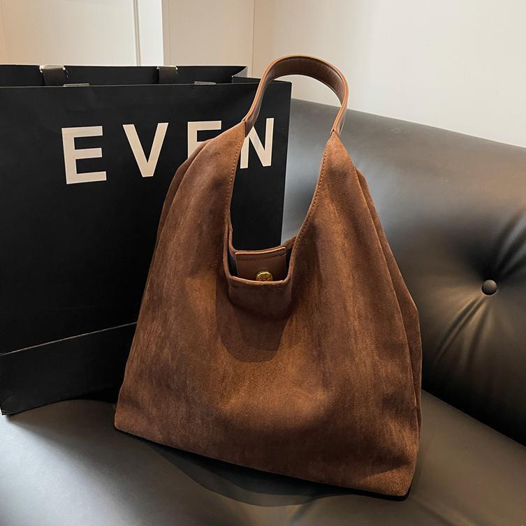 Retro Soft Suede Bag 2025 New Large Capacity Shoulder Bag Women s Designer Original High end Niche Crossbody Bag Wallet Tote Bag