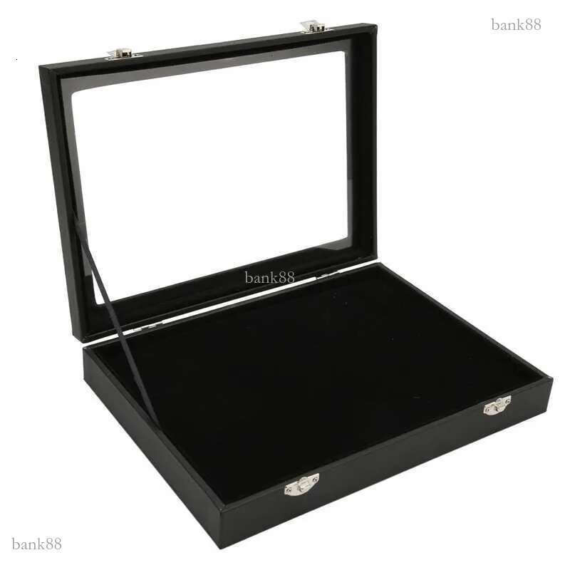 Jewelry Boxes Pin Jewelry Display Case Sponge Lining Transparent Lid Protective Medal Frame Box Black For Badge Collection 23