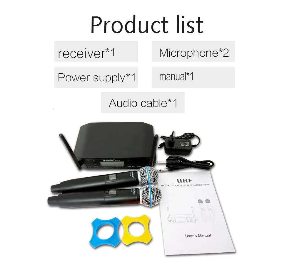 Microphone Wireless G-MARK GLXD4 Professional UHF System Handheld Mic For Stage Speech Wedding Show Band Home Party Church 250303