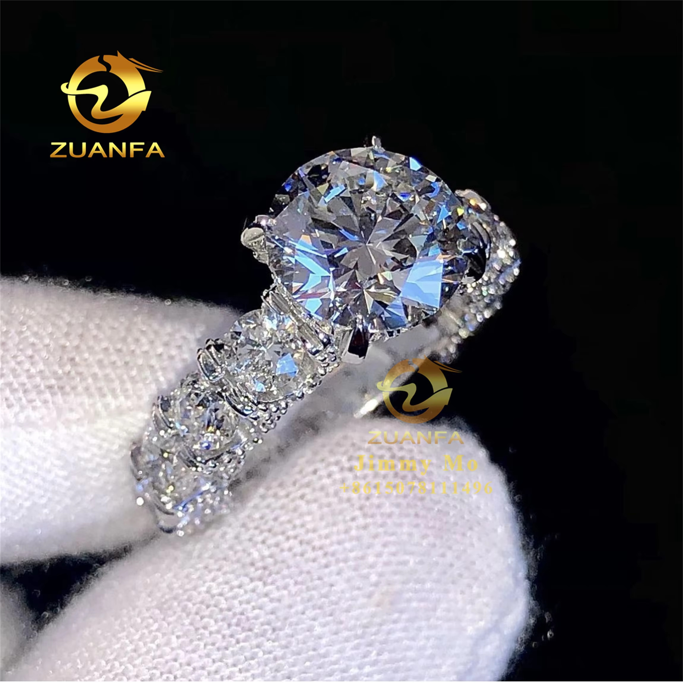 Pass Diamond Tester Wedding Bridal Jewelry 10k White Gold D Color Moissanite Round Diamond Engagement Eternity Band Ring Women