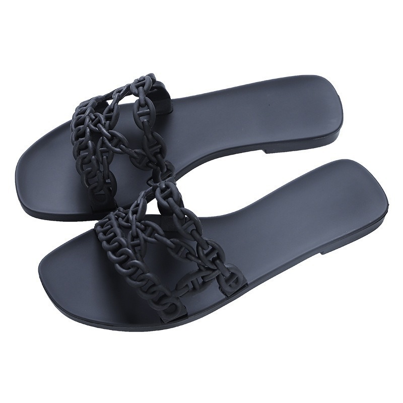2025 Summer Designer Sandals Women Slippers Free Shipping Chain Flat Flat Fashion Designer High Quality Non Slip Beach Shoes Simple Sandals Outdoor Be