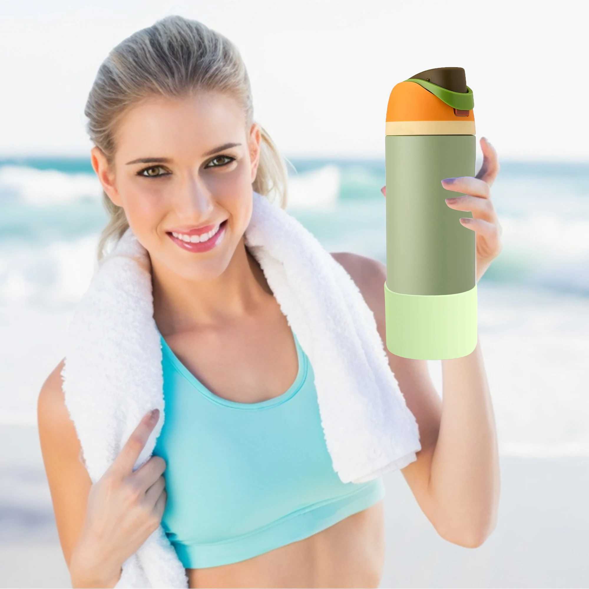 New Coaster For Owala 24oz 32oz 40oz Silicone Water Boot Anti-Slip Protective Sleeve Bottom Protector Bottle Outdoor BikeT250308