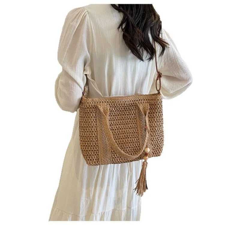 Woven bag Instagram casual shoulder bag large capacity woven vegetable basket single shoulder cross bagXJ250308