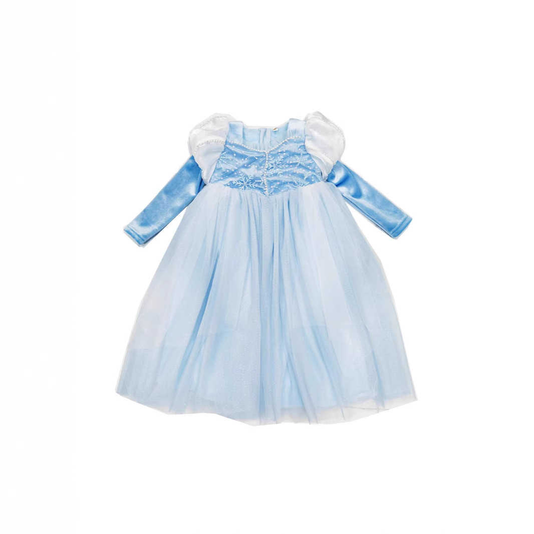 Girl's Dresses Spring and Autumn New Princess Dress for Girls with Bubble Sleeves and Winter Velvet Princess Dress Y2503076TM2