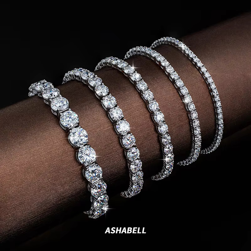 Wholesale White GRA Moissanite Tennis Chain Bracelet Popular 925 Silver Bracelet Hiphop Men Moissanite Bracelet