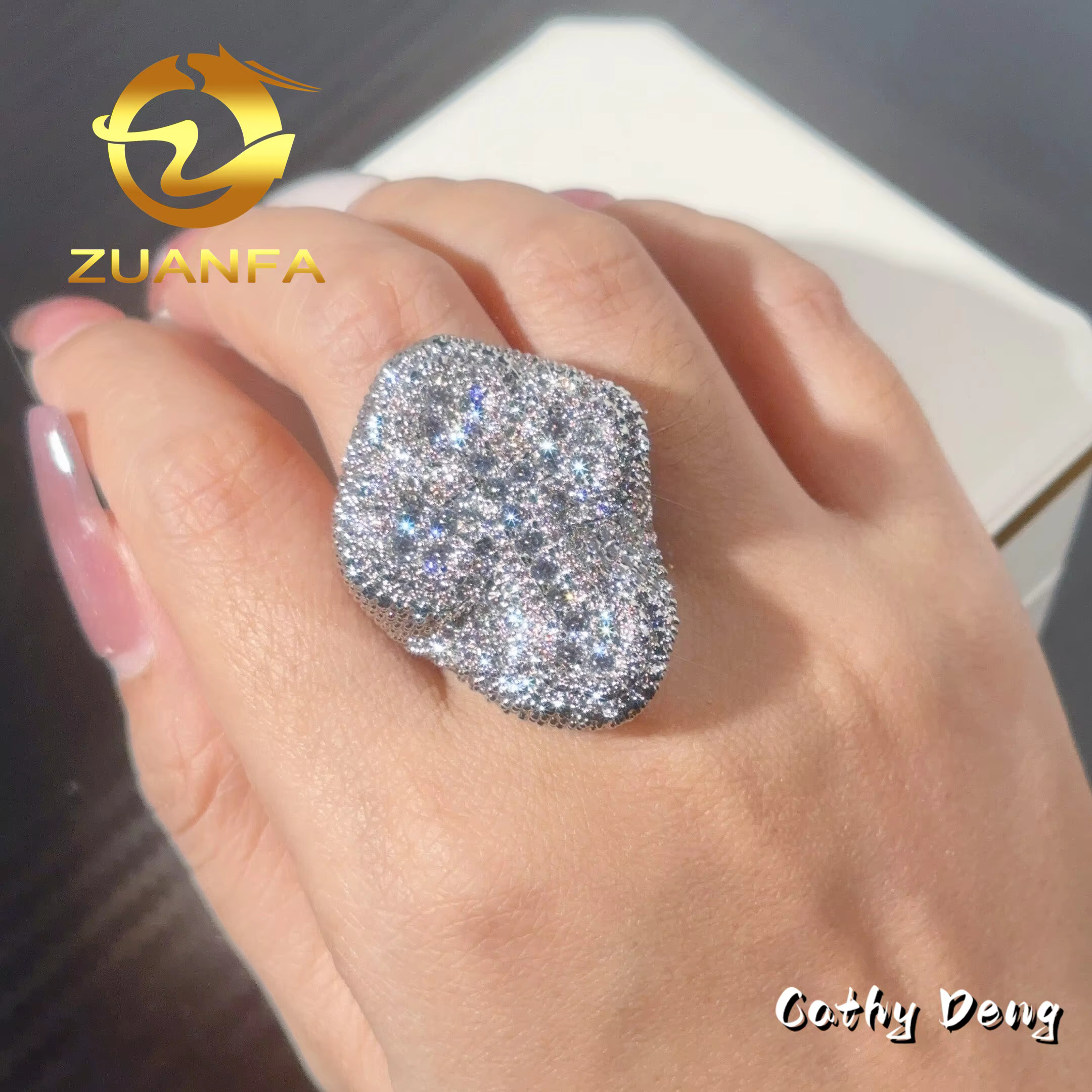 Trendy Iced Out Cross Moissanite Diamond Rings 925 Sterling Silver Hip Hop Ring Pass Diamond Tester Men Diamond Ring