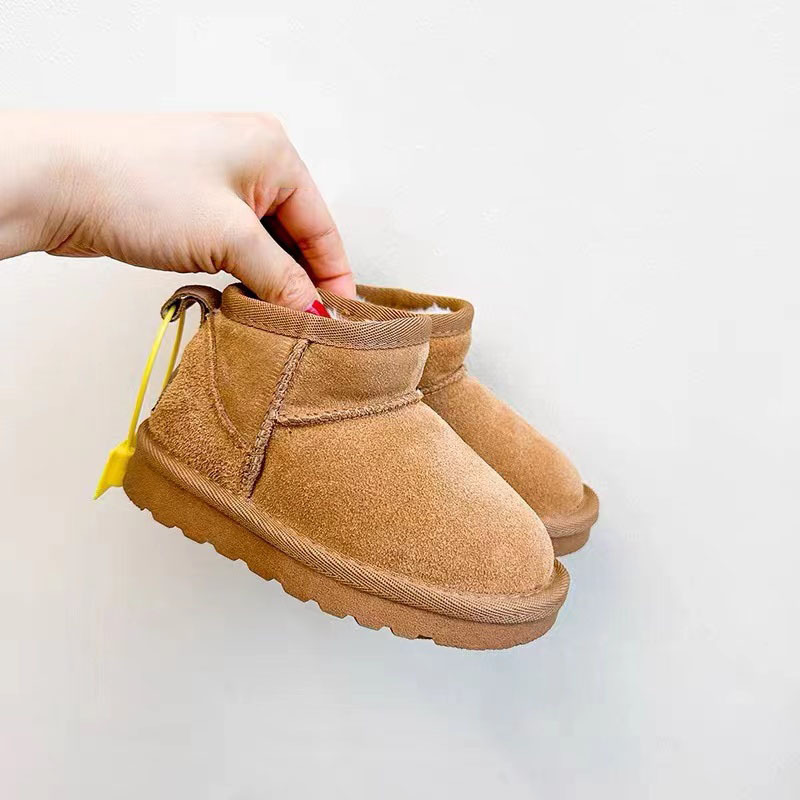 Kids Snow Boots Girls Boys Plush Ankle Boots Kidsnest Toddler Winter Warm Cotton Outdoor Shoes Sizes US7C-US5Y