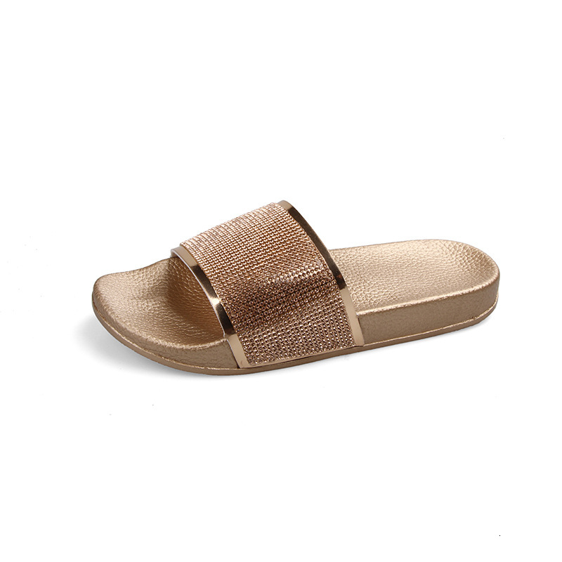 25 Year Summer Fashion Designer Hot Selling New Product Rhinestone Colored Women s Slippers Thick Soled Comfortable Multifunctional Beach Shoes