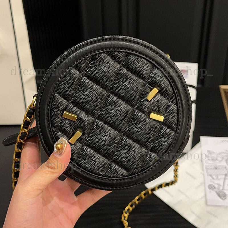 Designer 2025ss Leather Round Cake Mini Shoulder Bag French Brand C Embroidery Quilting Pattern Pouch Lady Crossbody Chain Strap Evening Cosmetic Bags