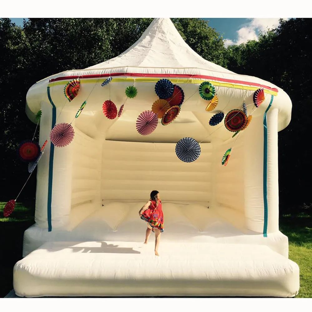 4.5mLx4.5mWx3.5mH (15x15x11.5ft) with blower Commercial White Bounce Castle Inflatable Jumping Tent Adult Kids Bouncer Bouncy House for Wedding Party