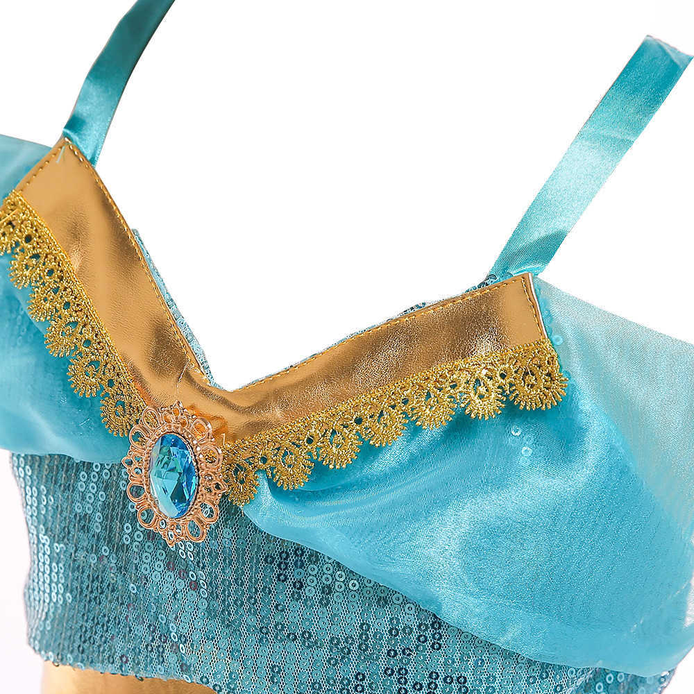 Girl's Dresses Ins daughter childrens Dance Dress Aladdin magic lamp Jasmine Princess Dress 10000 two-piece set Y250307I60R