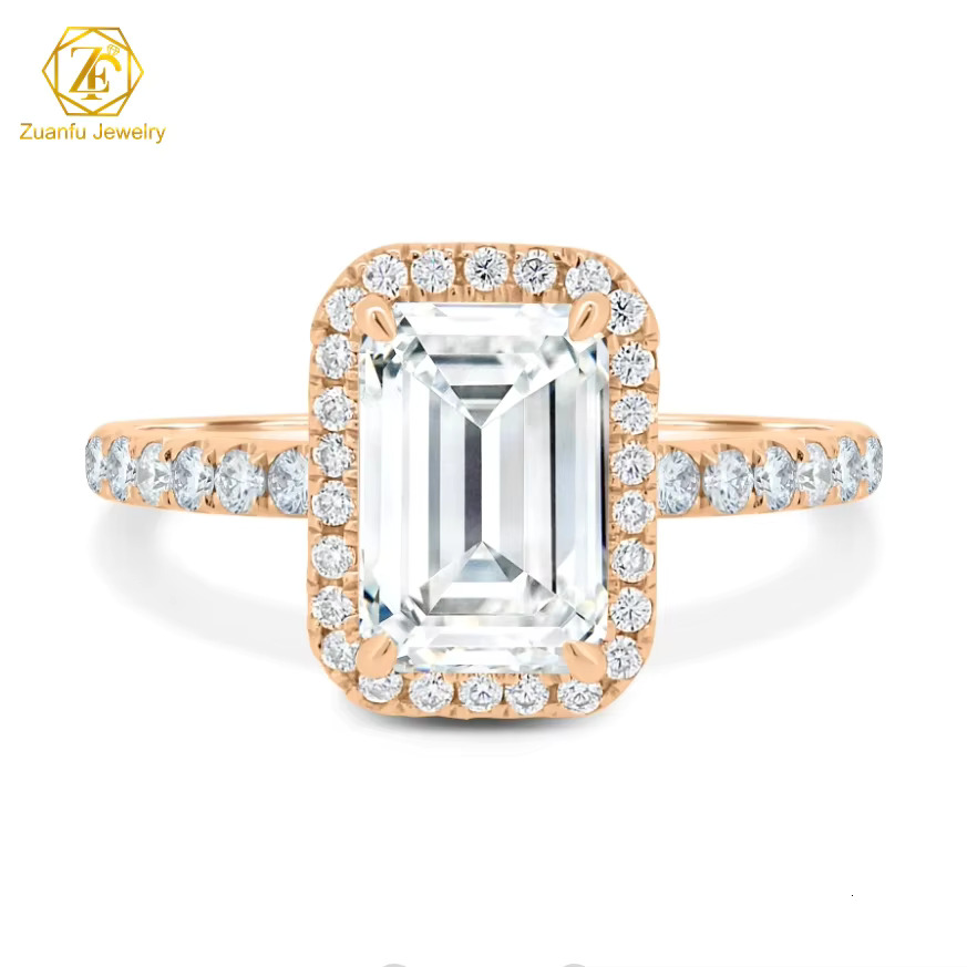 GIA IGI Certified CVD HPHT Lab Grown 3CT Emerald Engagement Ring 14K/18K Solid Gold/White Gold Rings for Women/Men