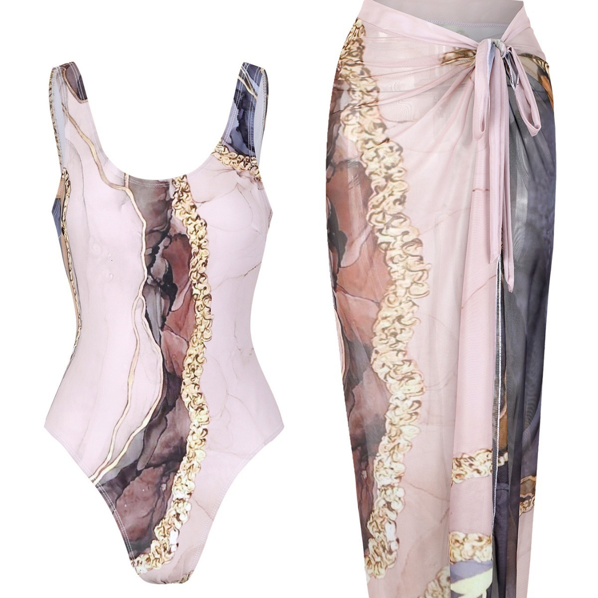 Bikini New One-piece Fixed Plate Swimsuit Womens Swimsuit Printed Fashion Swimsuit One-piece Bikini