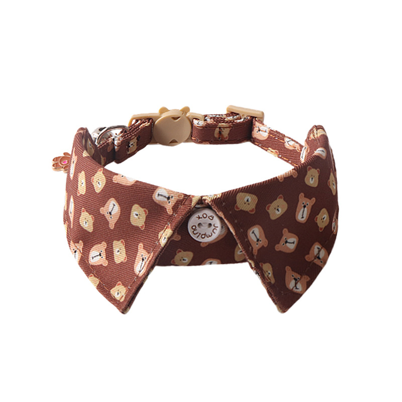 Cute Cat Collars for Boy Cats Adjustable Kitten Animal Series Collar with Bells Breakaway Safety Collars Hand Sewn Thread Pet Collar for Girl Female M