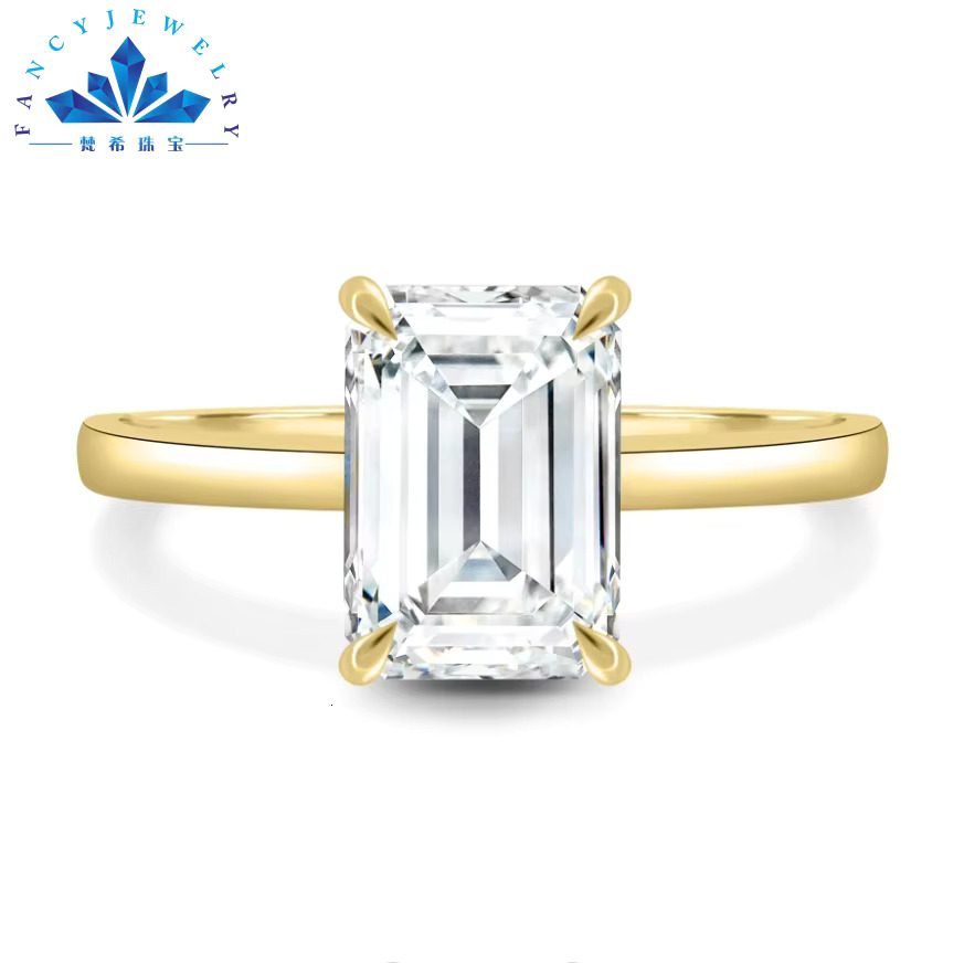 Certified 10k 14k 18k Solid Real Gold Moissanite Diamond Pave Side Wedding Engagement Ring Set for Women Au750 Jewelry