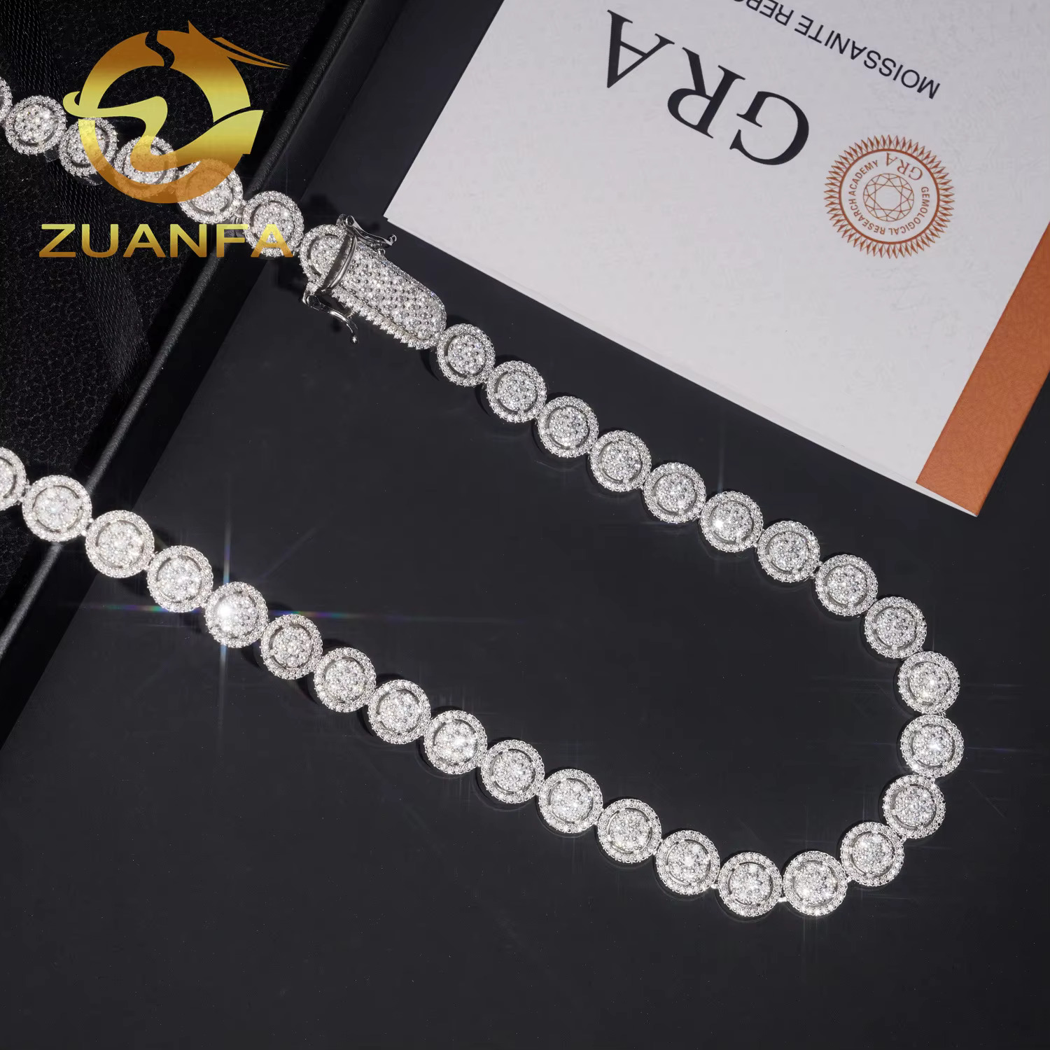 10mm Cluster Pass Diamond Tester Moissanite Hip Hop Cuban Chain 925 Silver Moissanite Cuban Lnk Chain
