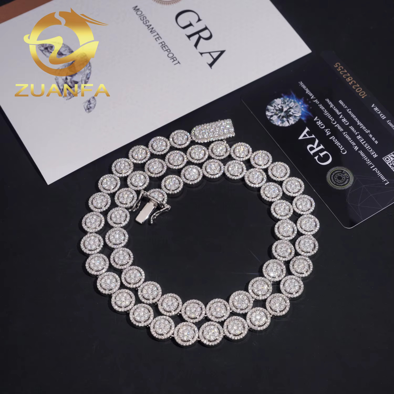 10mm Cluster Pass Diamond Tester Moissanite Hip Hop Cuban Chain 925 Silver Moissanite Cuban Lnk Chain