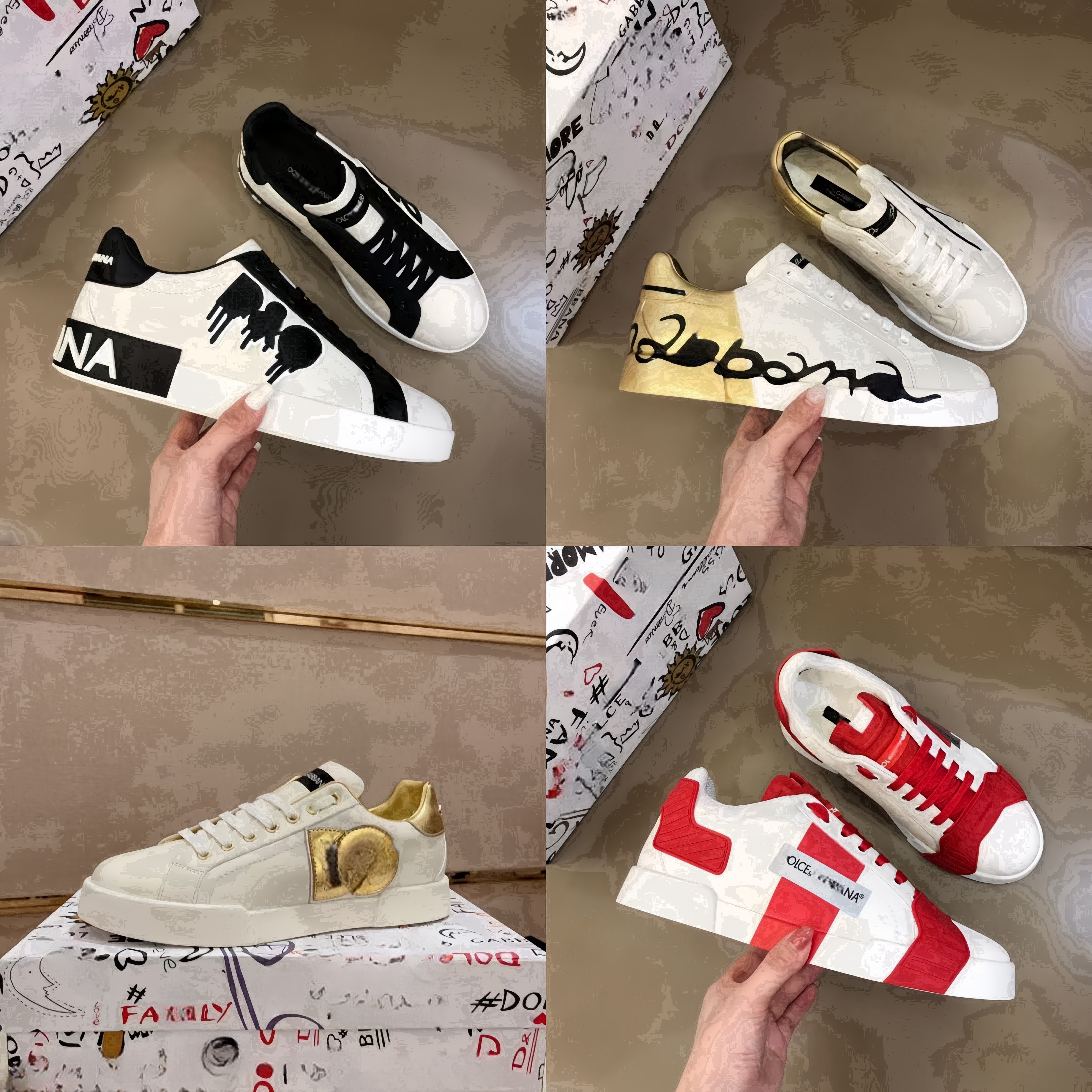 Top quality Man Dress shoes italy Designer 22ss Graffiti White black Leather Calfskin Portofino Sneakers Luxury Women Shoes Brands Comfort Outdoor casual shoes