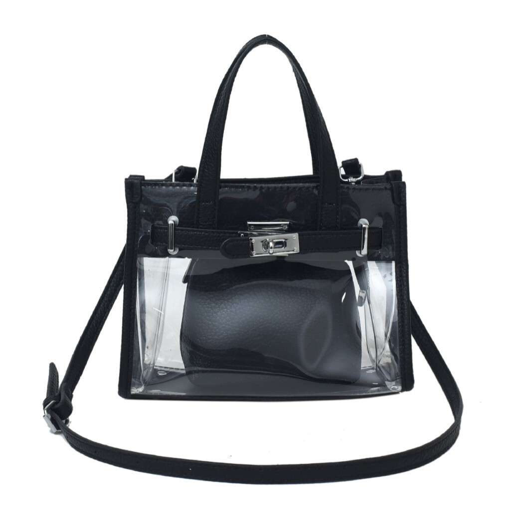 Trendy Transparent Niche Splicing Tote Bag With Hand-held Bag Inside Fashionable Designer 2025S New Spring And Summer High end Single Shoulder Crossbo