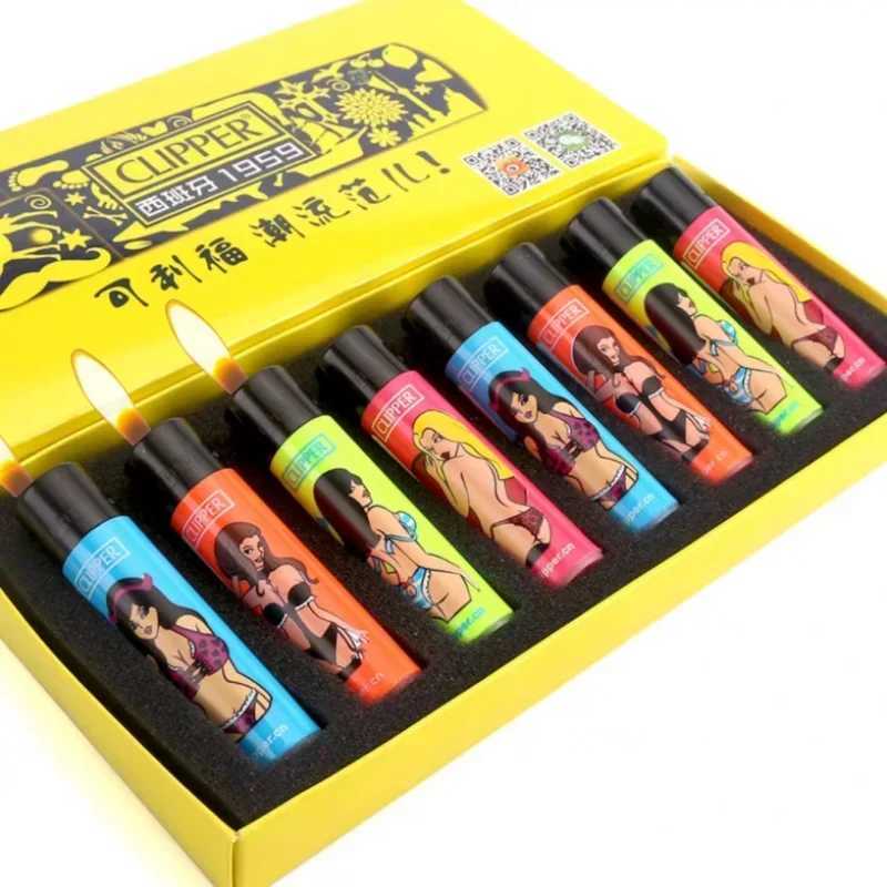 Spain Clipper Lighter Smooth Grinding Wheel Open Flame Lighter Clipper Inflatable Lighter Smoking Accessories Collection GiftsC250307
