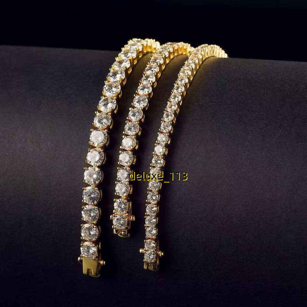 Classic VVS Moissamite Tennis Necklace 925 Sterling silver 10K 14K Gold plated chain Crystal Diamond chain Designer Jewelry Men Women wholesale custom