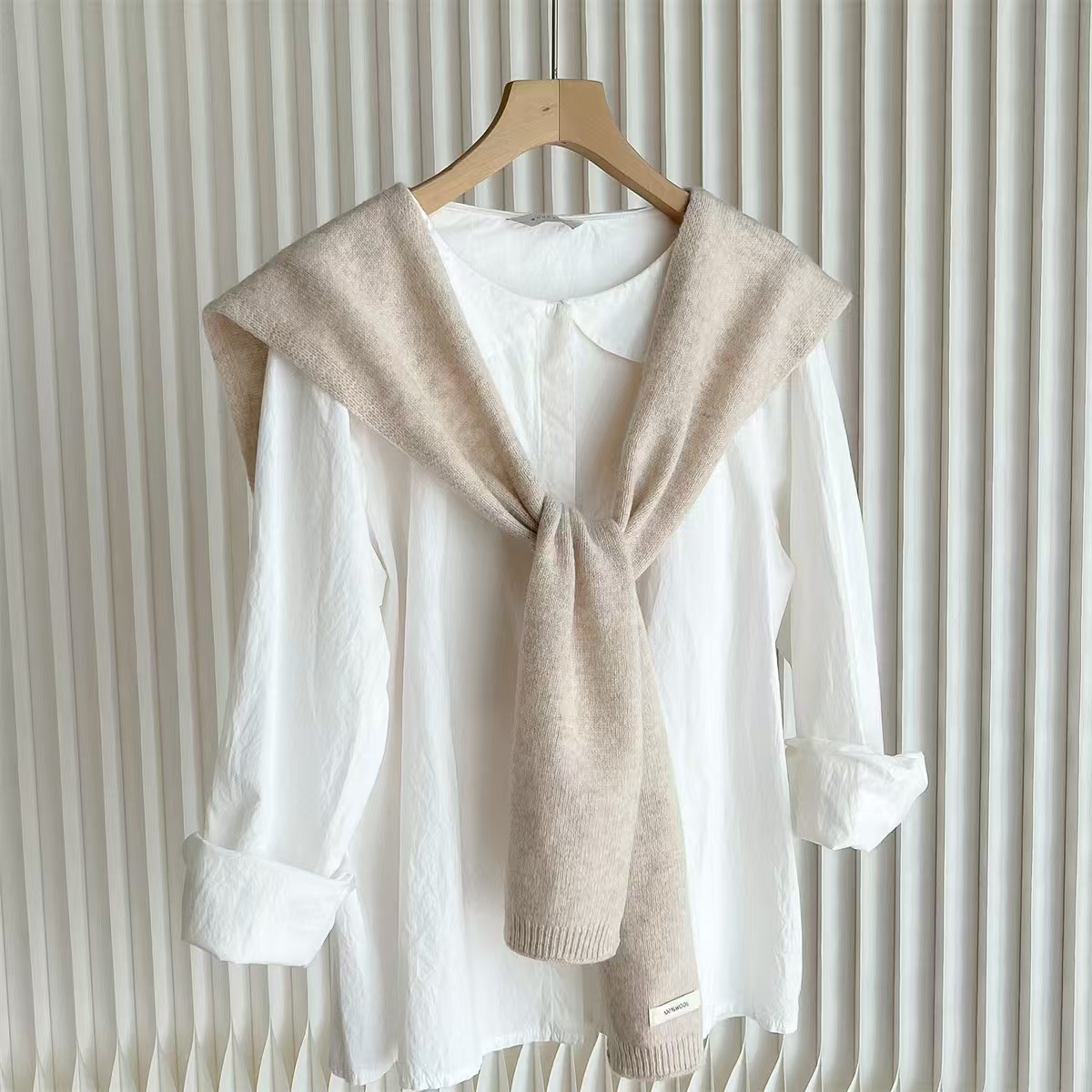 K072 100% pure wool knitted shawl for women, knotted cashmere scarf, cloak, air-conditioned room warm shoulder and neck protection outer wear