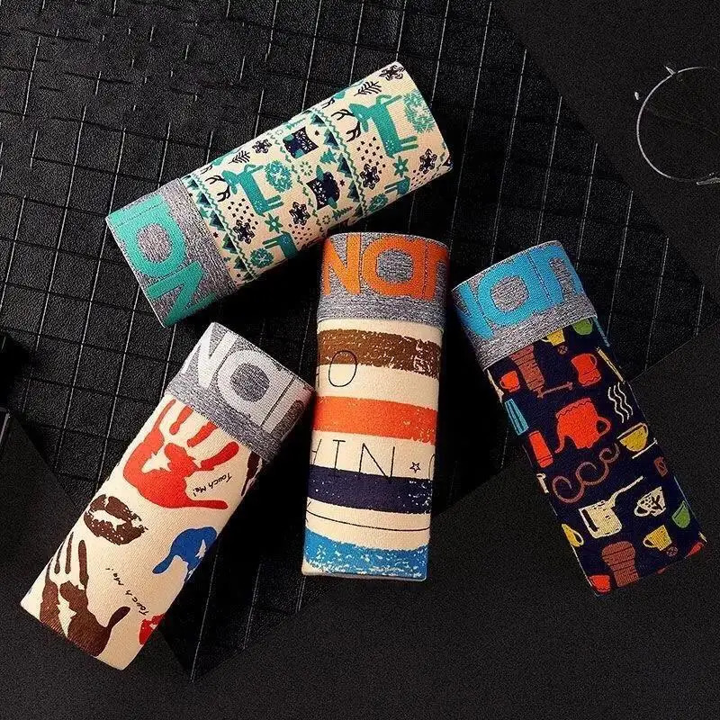 4Pcs Boxer Shorts Mens Underwear Sexy Panties Cotton Boxers Man Underpants Male U Convex Lingerie 250226Z